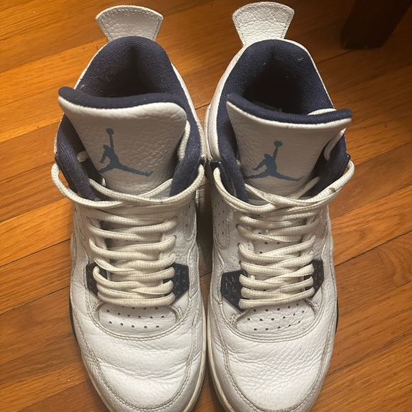 Air Jordan 4 White and Blue Sneakers - Picture 2 of 5
